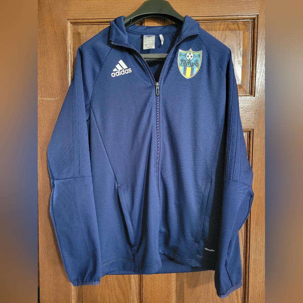 Adidas Mens size XL Tempo Soccer Club Zipper Navy Blue Jacket